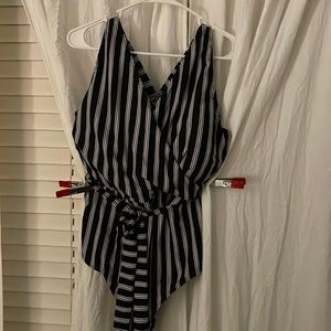Stripe one piece swimsuit